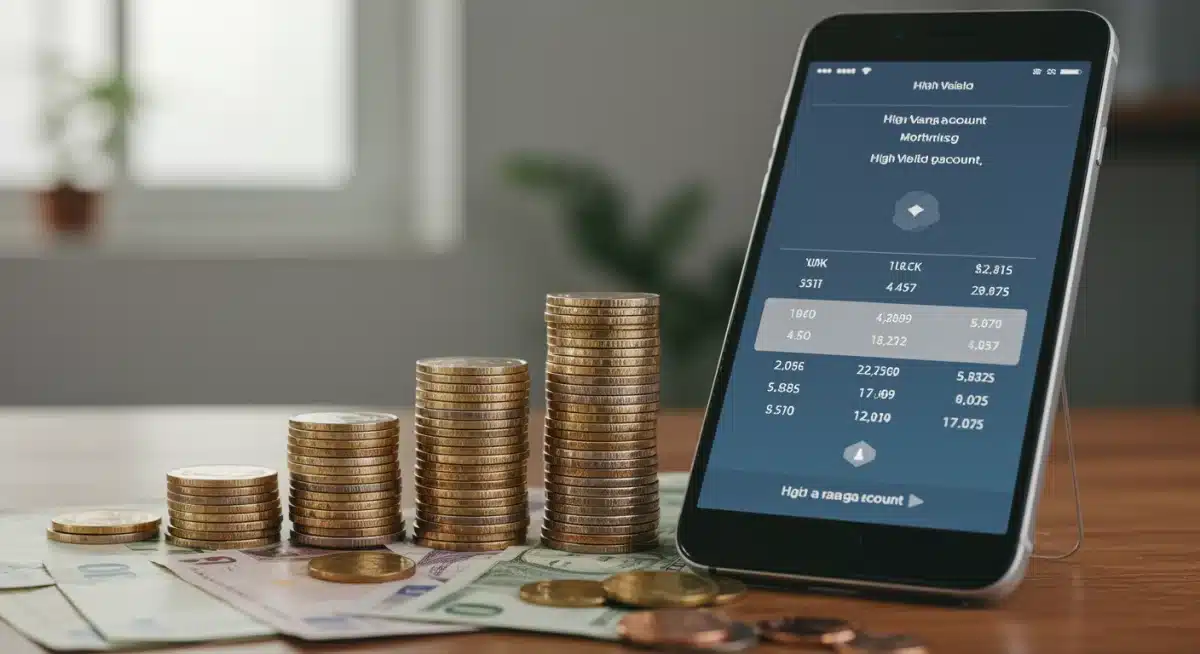 Financial growth with high-yield savings account on smartphone