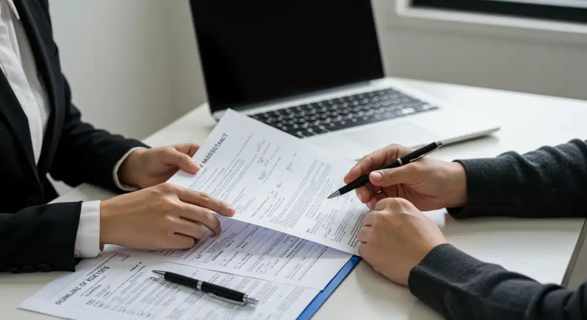 Counselor assisting tenant with rental assistance application documents