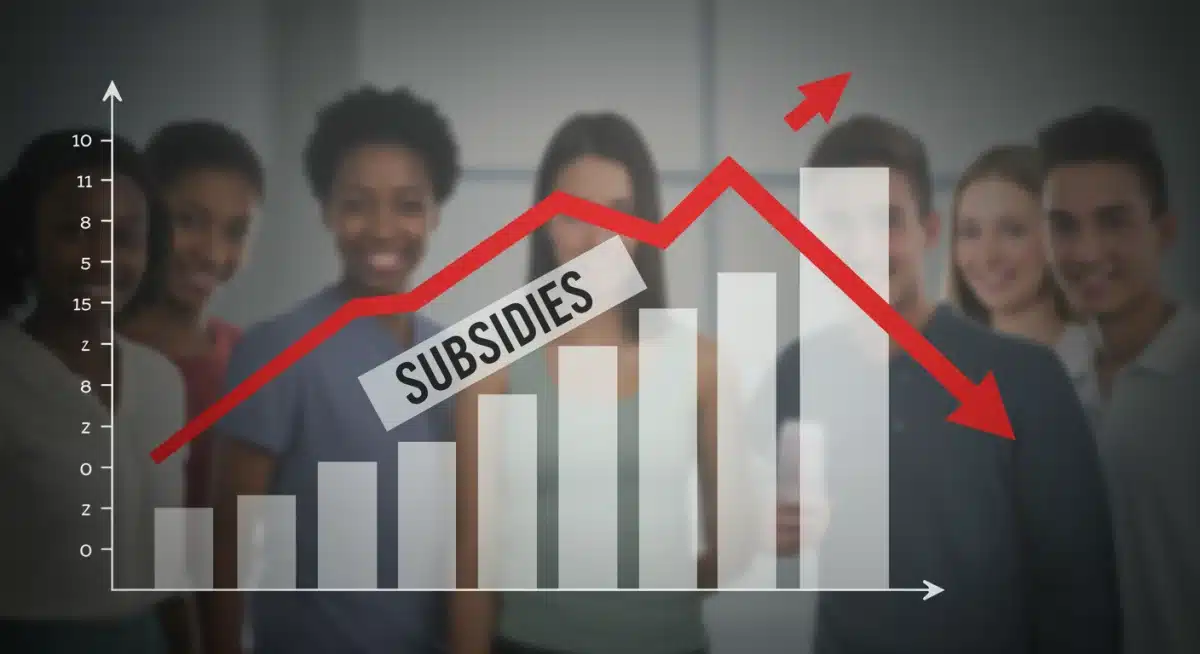 Chart illustrating the impact of healthcare subsidies on reducing costs for individuals