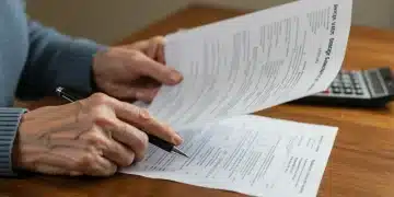 Senior person reviewing 2026 Social Security COLA statement and financial documents.