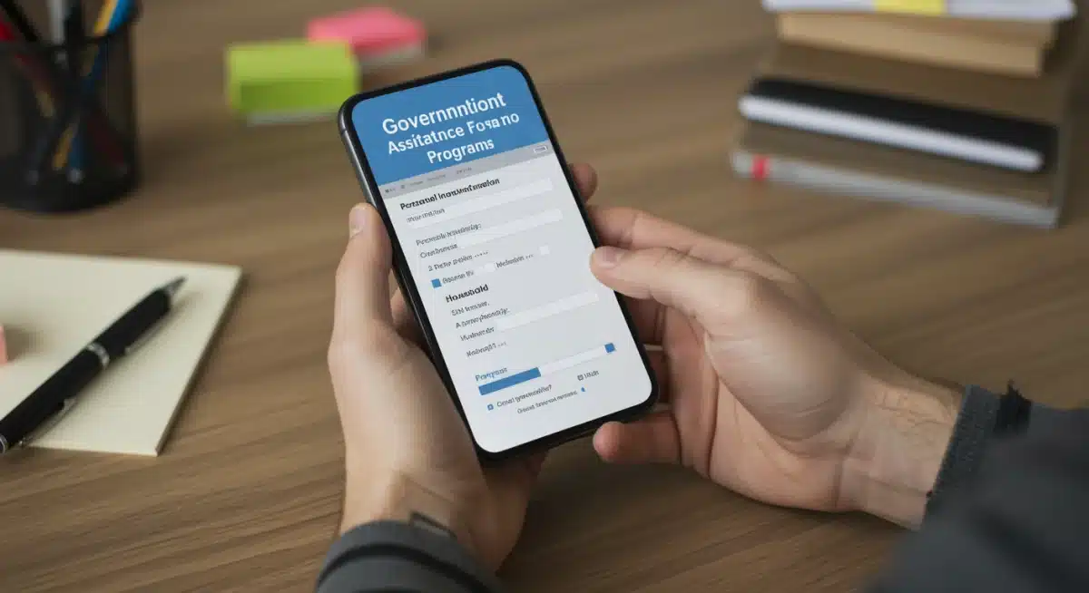 Person filling out online SNAP and WIC application on smartphone