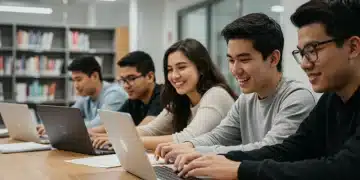 Students collaborating on 2025-2026 college applications, aiming for higher acceptance rates