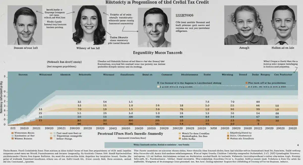 Infographic showing historical changes and future projections for the Child Tax Credit