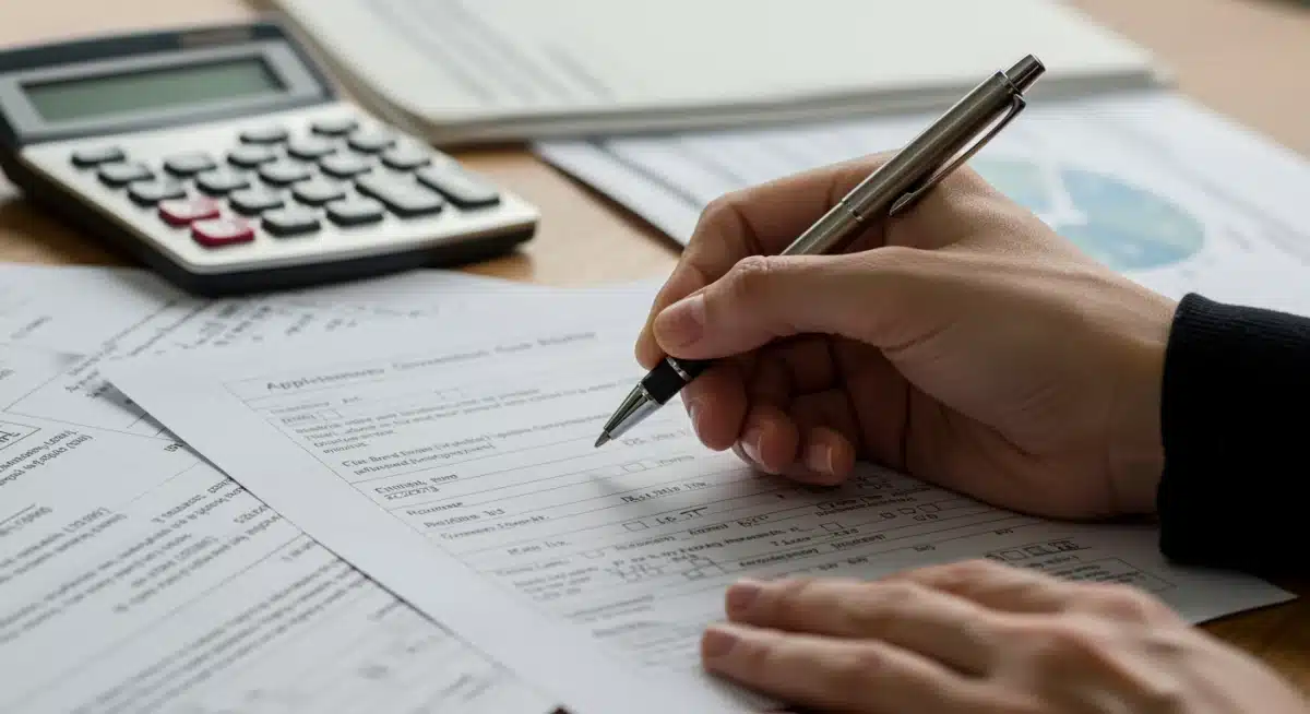 Person meticulously filling out a Social Security Disability application form