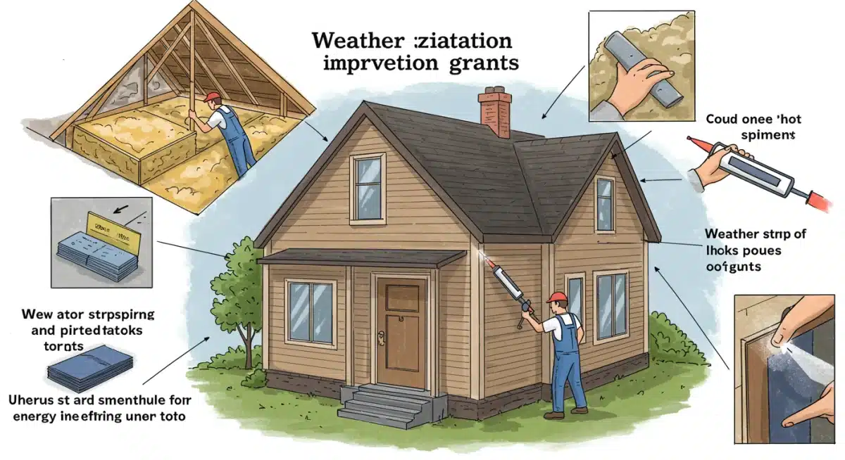 Home undergoing weatherization improvements for energy efficiency
