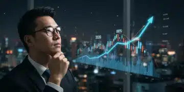 Investor analyzing holographic financial data for 2026 market volatility