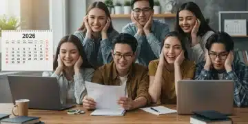 Students discussing student loan repayment with financial documents and laptops, representing the SAVE Plan's impact.