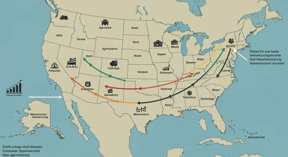 Infographic illustrating supply chain shifts and consumer spending impacts in the US due to trade pacts.