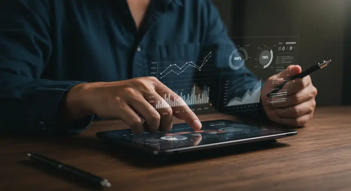 Person using a budgeting app on a tablet for financial tracking
