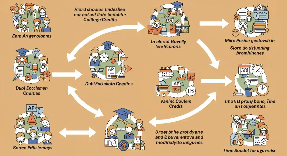 Infographic showing pathways to early college credits for high school students