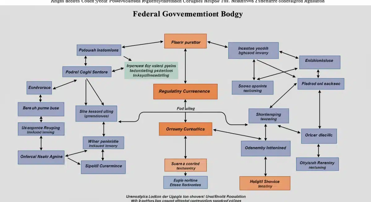 Flowchart depicting governmental agencies involved in digital currency regulation.