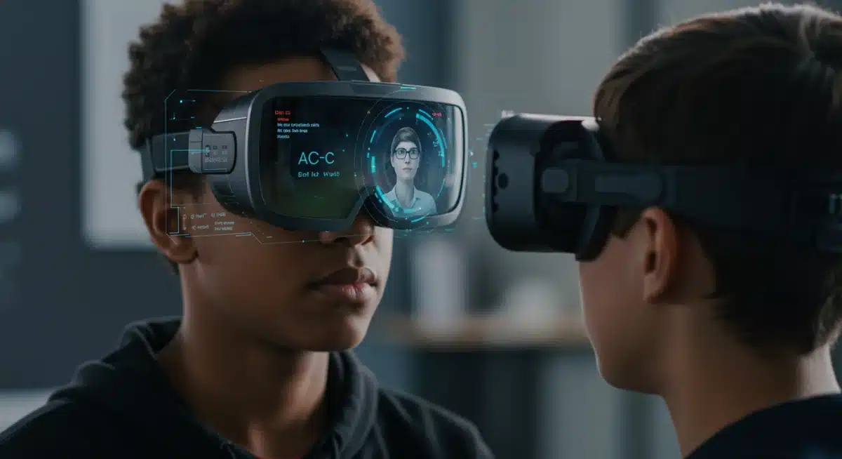 Student engaging with AI-powered virtual tutor via augmented reality