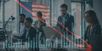 Thriving US labor market with low unemployment rates projected for 2026, showing diverse professionals and economic growth charts.