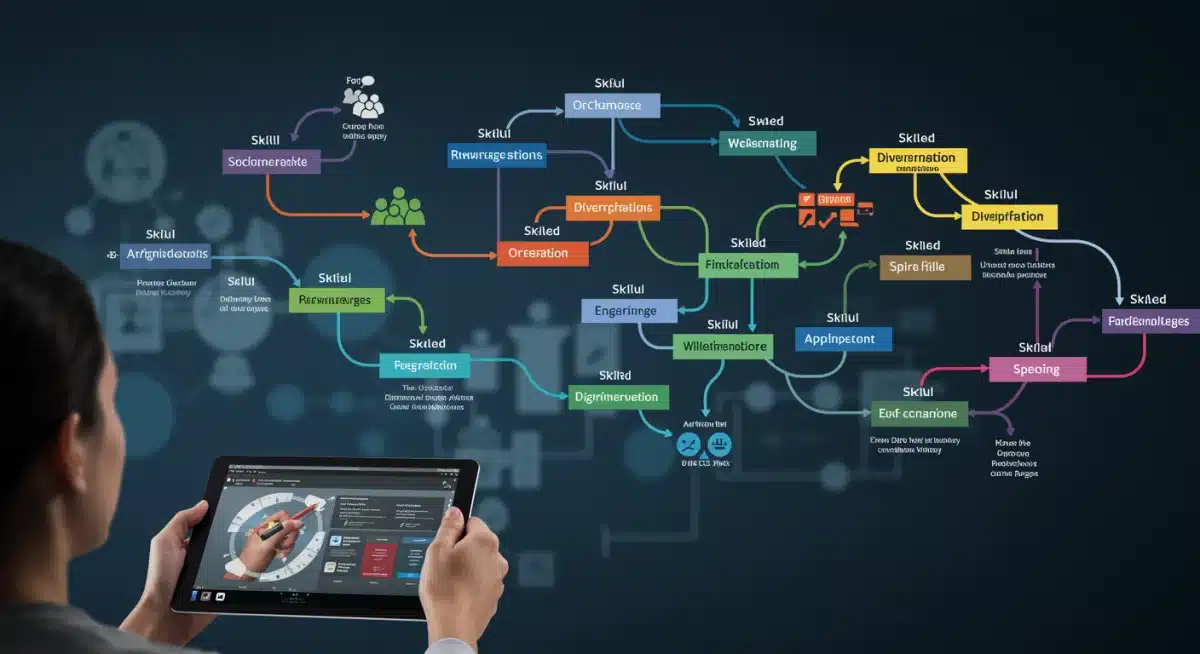 Infographic showing interconnected career paths and skill development.