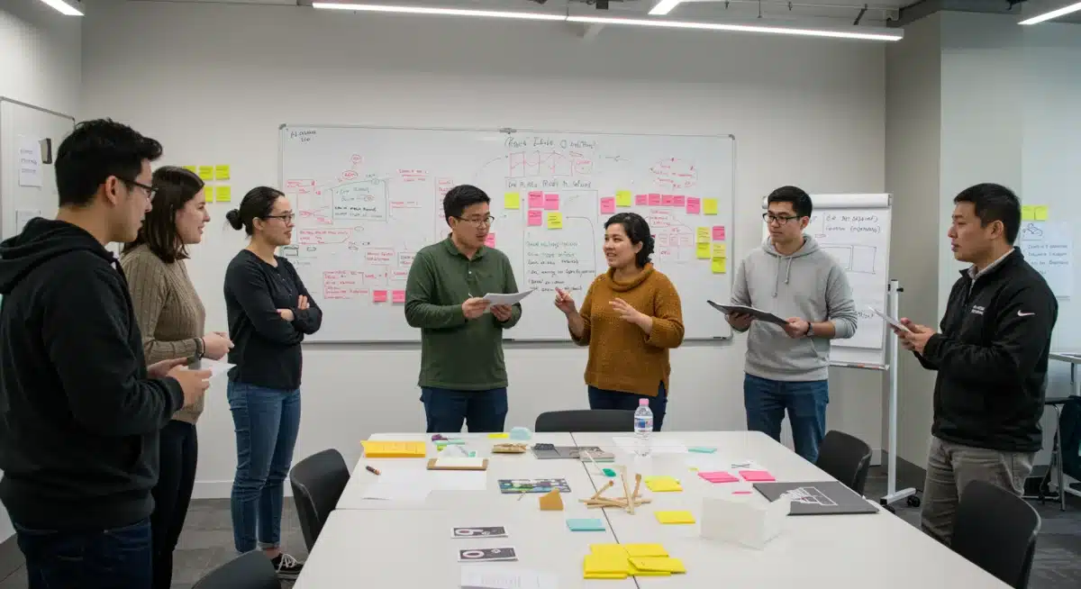 Diverse group brainstorming in university innovation hub