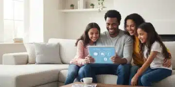 Family reviewing Child Tax Credit information on a tablet