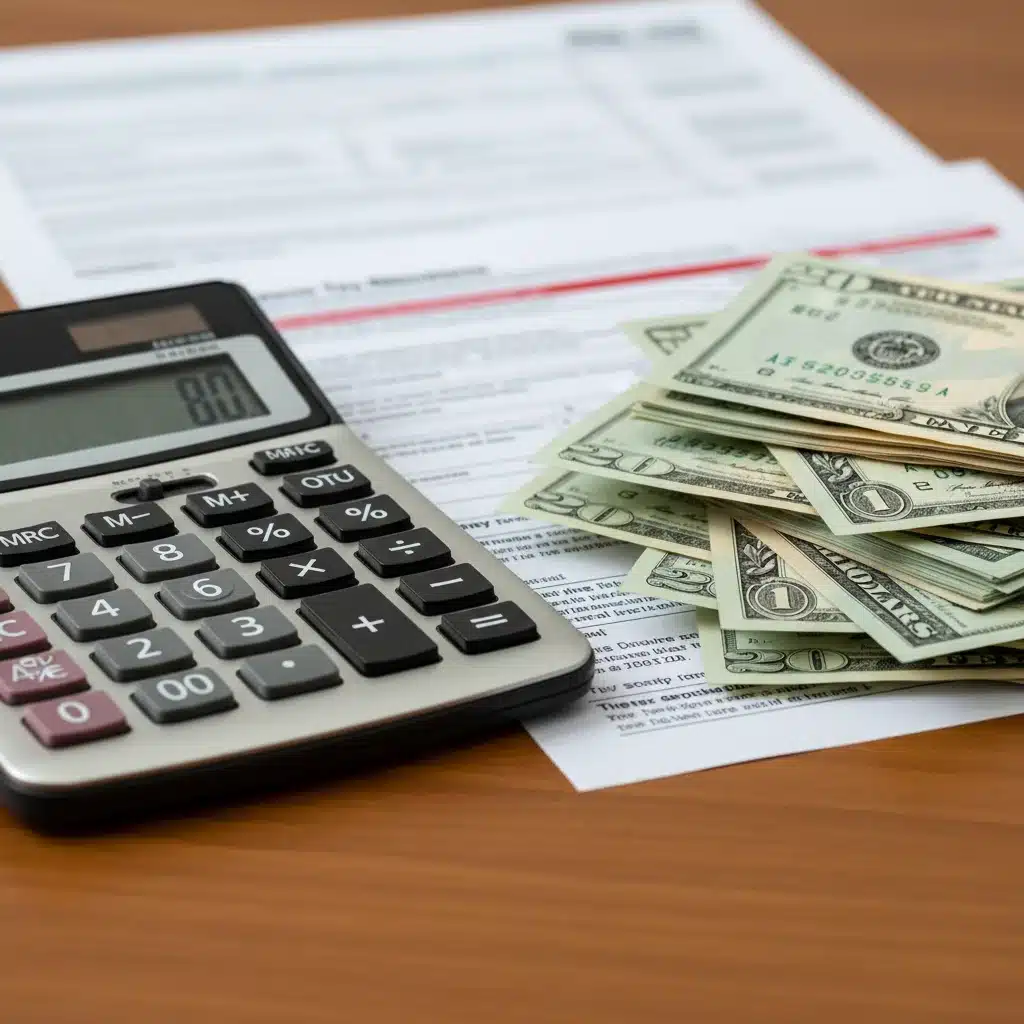 Calculator and money symbolizing financial impact of tax credit