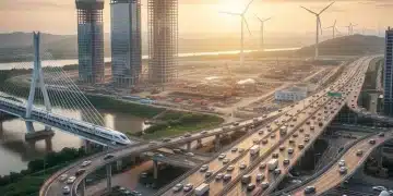 Modern infrastructure projects symbolizing the $1.2 trillion 2026 Infrastructure Bill investment and job creation.