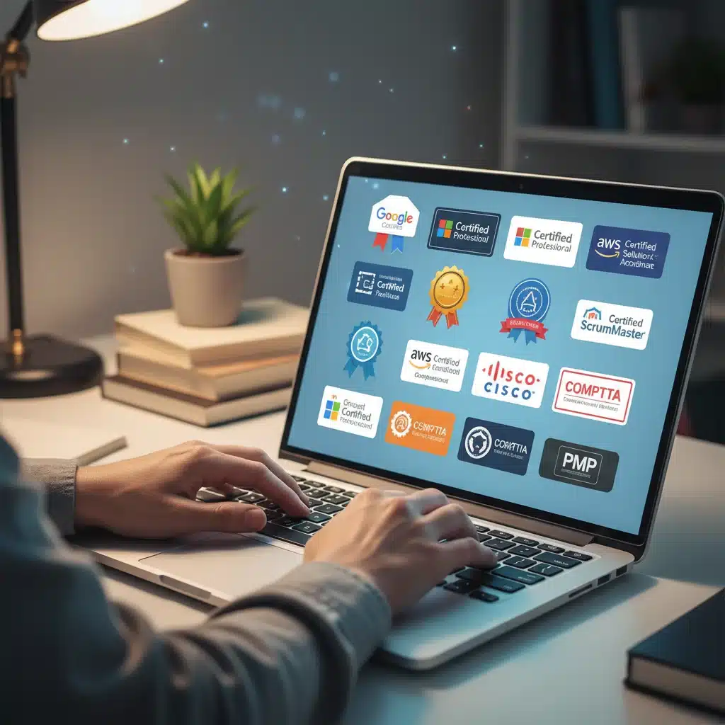 Person pursuing online certifications for career advancement