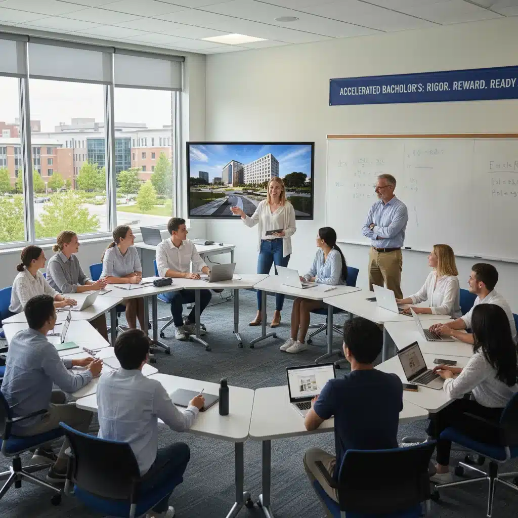 Student presenting project in accelerated bachelor's degree program