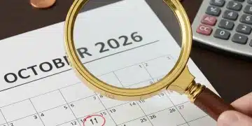 2026 calendar with magnifying glass highlighting Social Security COLA announcement