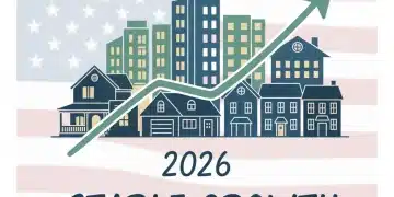 Graph showing stable 2026 housing market with 3% growth, federal intervention symbols.