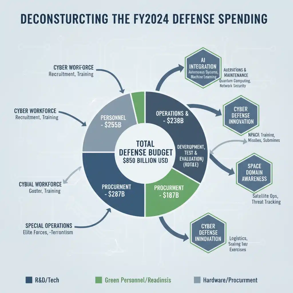 Breakdown of the 0 billion defense budget allocation for 2026.