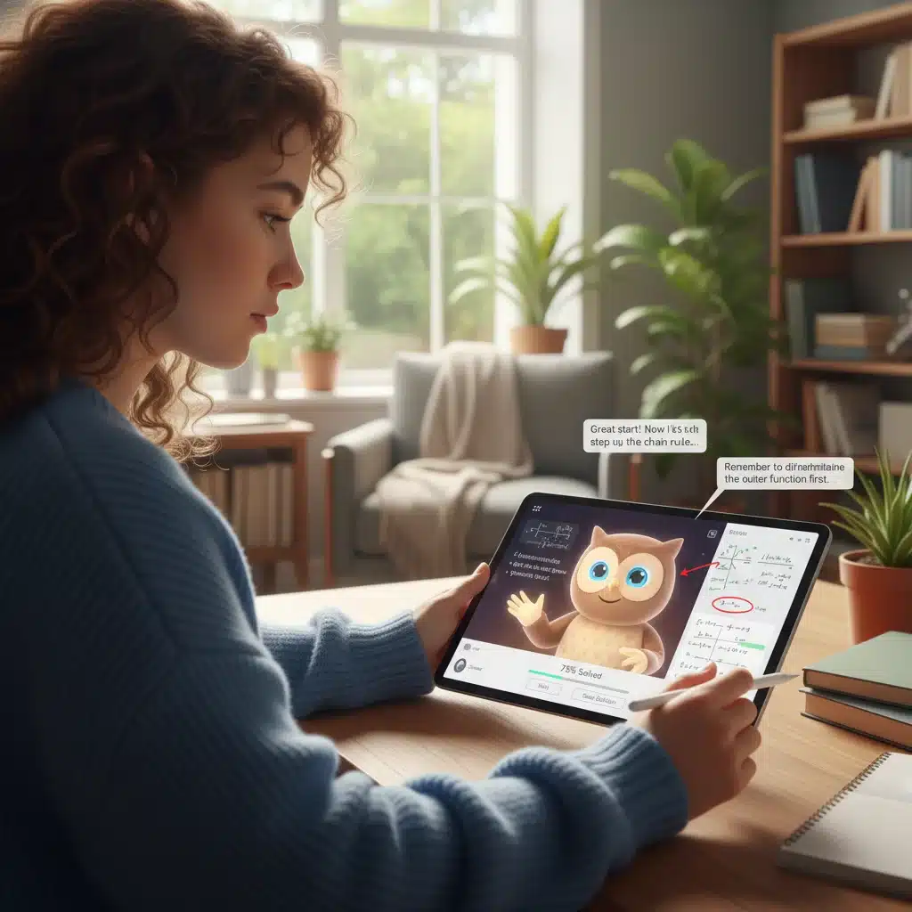 Student interacting with AI tutor for personalized academic support